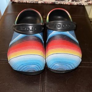 Navy Stripe Crocs, size 7